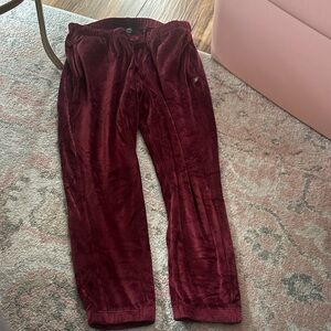 Roots Burgundy Velvet Track Pants
